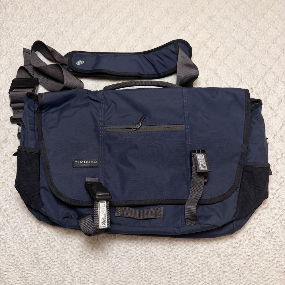 Timbuk2 Navy Blue Messenger Bag Hook & Loop Buckle Adjustable Crossbody Large